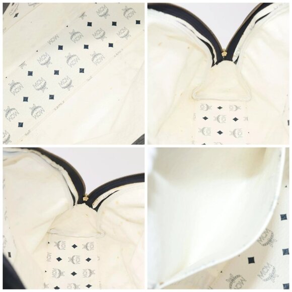 MCM Vicetos Logogram Shoulder Bag PVC Leather White Black gold Auth - Picture 15 of 16